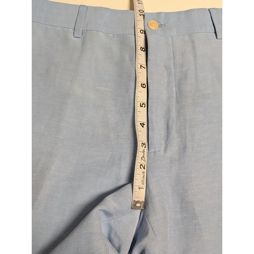 Ralph Lauren Purple Label Linen Silk Pants 34x30 Blue Trousers Cuffed *Flaw
